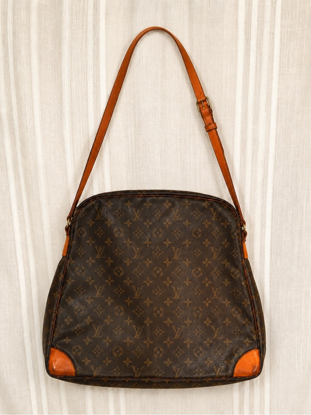 Louis Vuitton Brown Monogram Shoulder Bag with Tan Trim